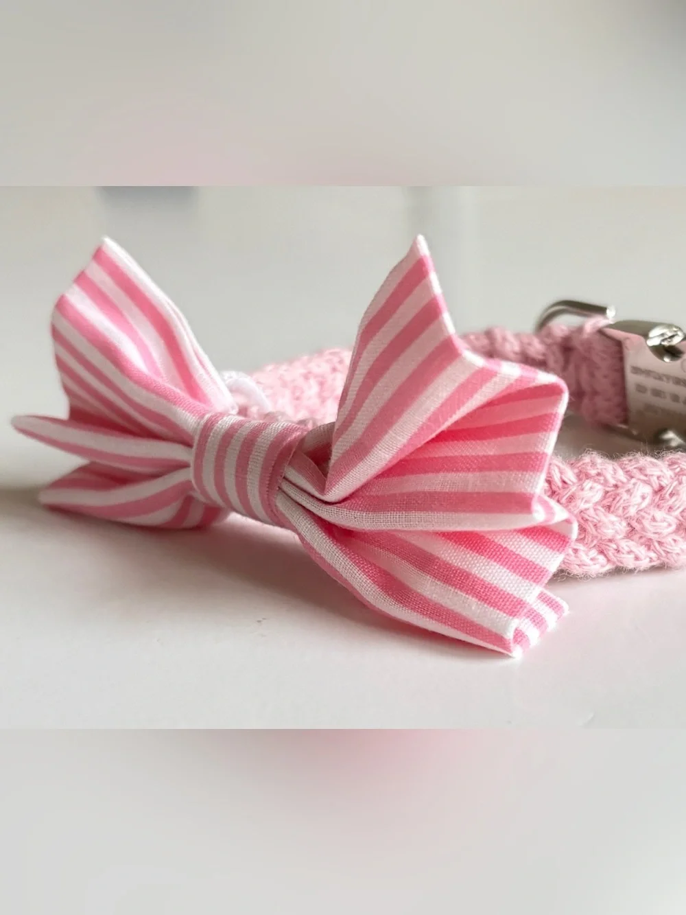 Pink/White Dog Bow